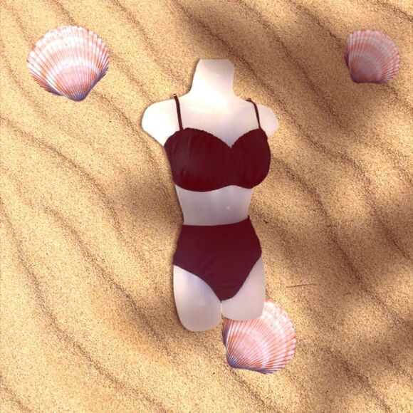 LANDS END BIKINI MID-RISE Swim Bottom 12 & ATTENTION (TOP ONLY) WOMEN'S LG - Picture 1 of 9